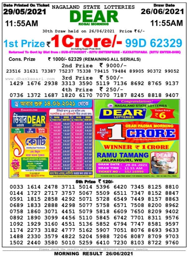 Lottery Sambad Morning 11:00 AM PDF Download - Lottery Sambad