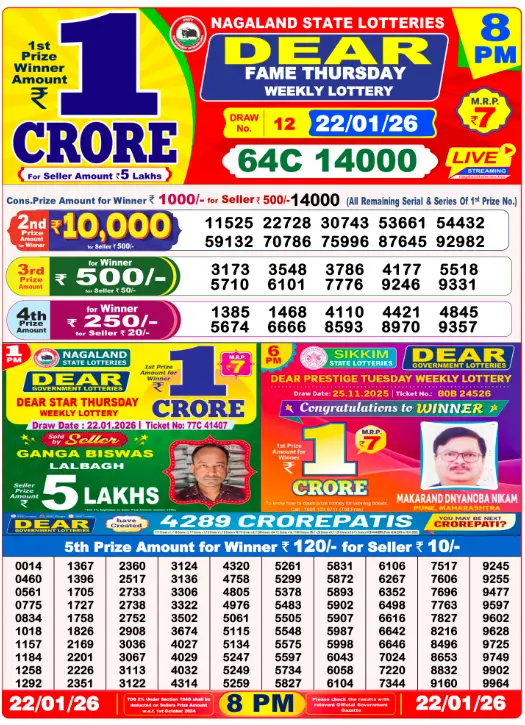 Lottery Sambad 8 PM Result