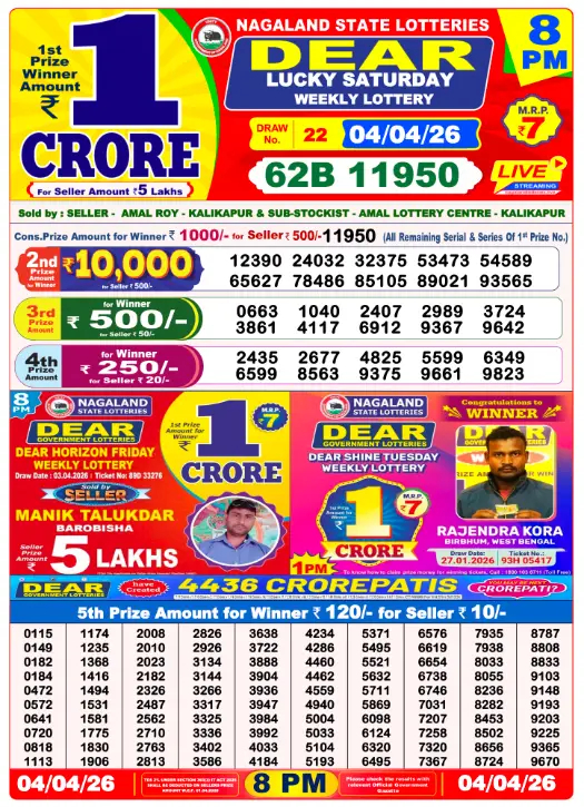 Lottery Sambad 8:00 PM Result